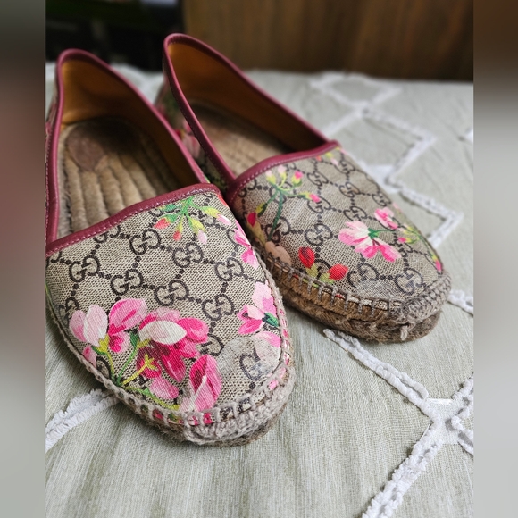 FLASH SALE❗️Gucci GG Bloom Floral Print Logo Monogram Canvas Espadrilles Slip … - Picture 5 of 16